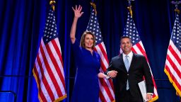 U.S. House Minority Leader Nancy Pelosi is introduced on stage by Democratic Congressional Campaign Committee (DCCC) Chairman Ben Ray Lujan as they react to the results of the U.S. midterm elections at a Democratic election night rally in Washington, U.S. November 6, 2018. REUTERS/Al Drago