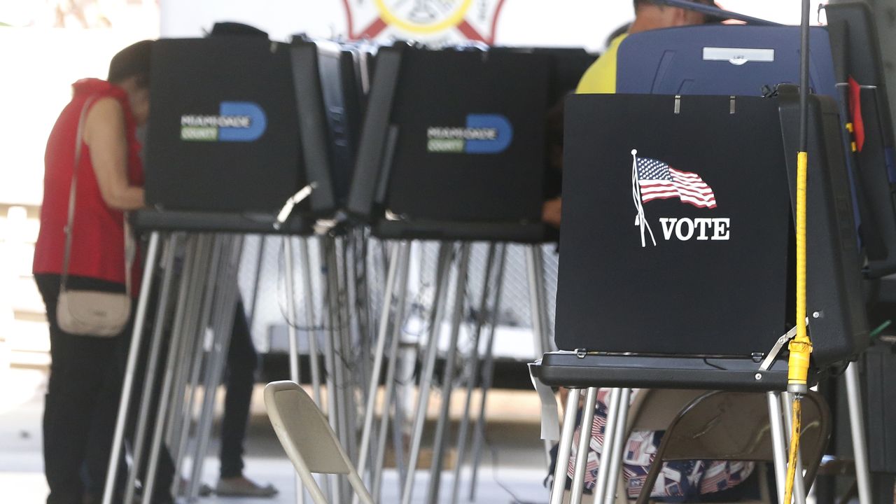 South Florida voters cast their ballots at a polling center in Miami, Florida on November 6, 2018. - Americans started voting Tuesday in critical midterm elections that mark the first major voter test of US President Donald Trump's controversial presidency, with control of Congress at stake. (Photo by RHONA WISE / AFP)        (Photo credit should read RHONA WISE/AFP/Getty Images)