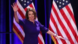 U.S. House Minority Leader Nancy Pelosi arrives onstage to celebrate the Democratic House wins at a Democratic celebration of the results of the U.S. midterm elections in Washington, U.S. November 6, 2018. 