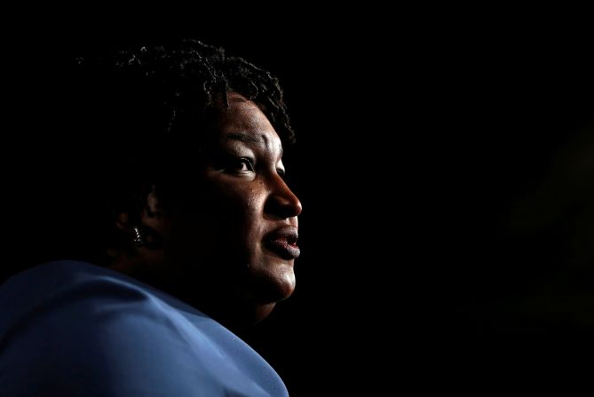 Georgia gubernatorial nominee Stacey Abrams addresses supporters in Atlanta early on Wednesday, November 7. <a href="index.php?page=&url=https%3A%2F%2Fwww.cnn.com%2F2018%2F11%2F07%2Fpolitics%2Fgeorgia-governors-race-stacey-abrams%2Findex.html">The Democrat hasn't conceded the governor's race</a> to Republican Brian Kemp, arguing that the high-stakes contest was too close to call and there was the possibility of a runoff.