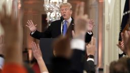 President Donald Trump reacts as reporters raise their hands to ask questions during a news conference in the East Room of the White House, Wednesday, Nov. 7, 2018, in Washington. (AP Photo/Evan Vucci)