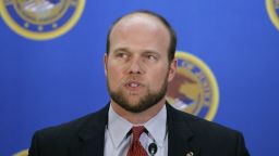 U.S. Attorney Matthew Whitaker speaks during a news conference Wednesday, Dec. 20, 2006, in Des Moines, Iowa. The federal government has charged 23 illegal aliens taken into custody last week at a raid at a Swift & Co. meatpacking plant in Marshalltown, Iowa. Whitaker said Wednesday that the workers were indicted by a federal grand jury on identity theft charges and immigration violations. (AP Photo/Charlie Neibergall)