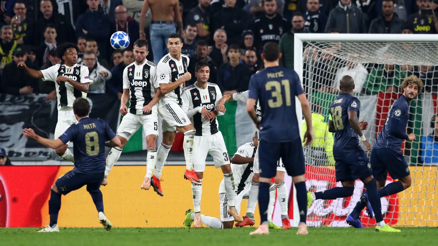Juan Mata scores for Manchester United against Juventus.