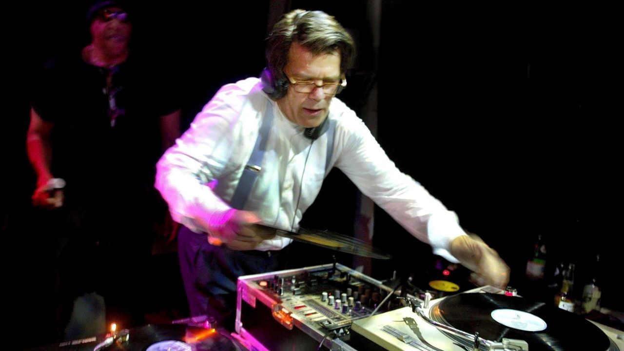 Emile Ratelband works as a disc jockey during an election campaign in 2003. 
