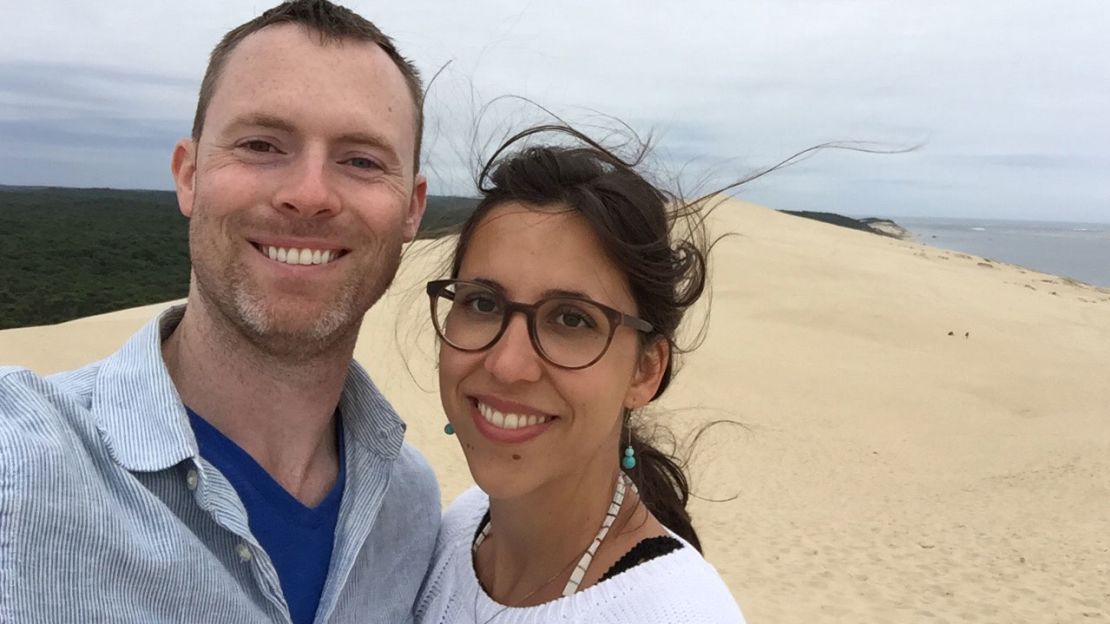 The duo share a love of traveling. Pictured here: the couple at Dune du Pilat in France.