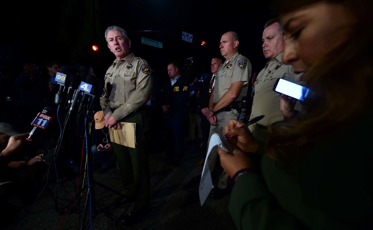 Ventura County Sheriff Geoff Dean briefs reporters on the deadly shooting.