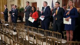 White House television correspondents report after President Donald Trump gave a press conference following the midterm elections.