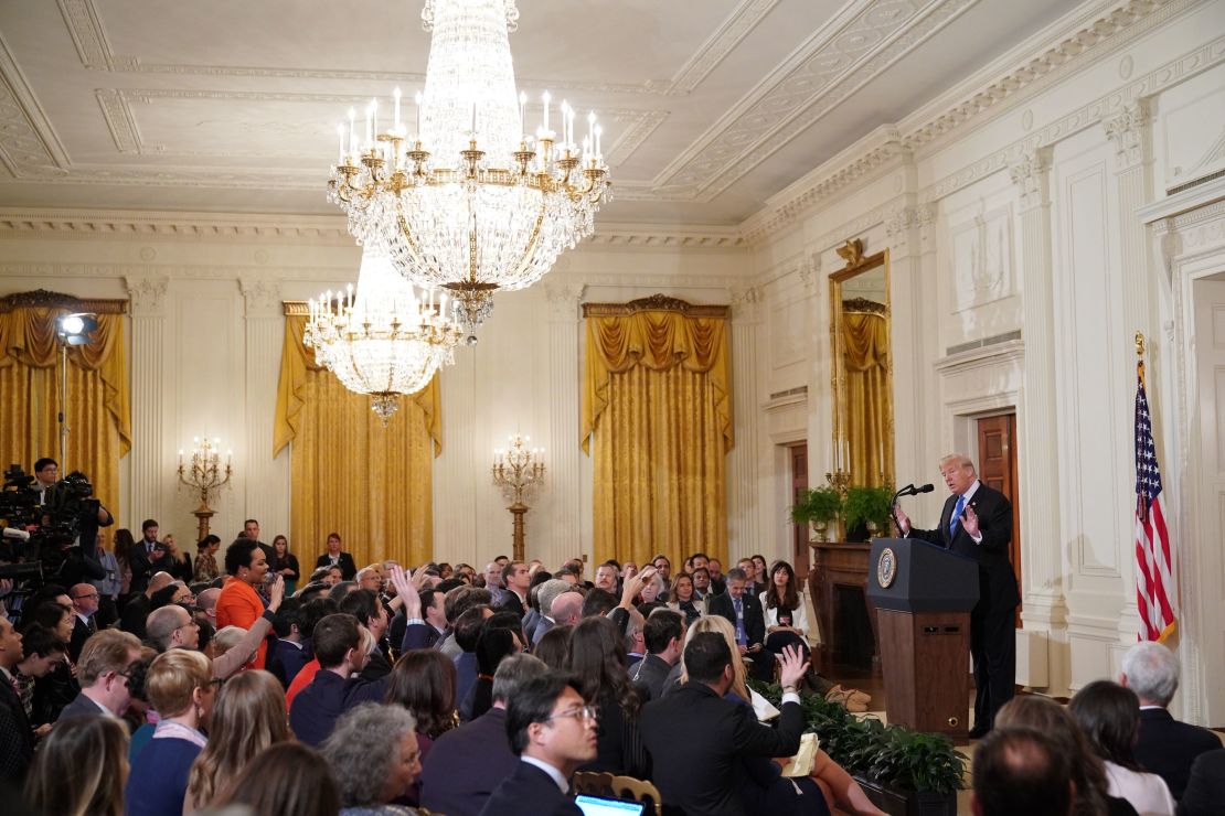 Trump's press conference at the White House on Wednesday. The event was shown live on CNN and all the other cable news channels and broadcast networks. 