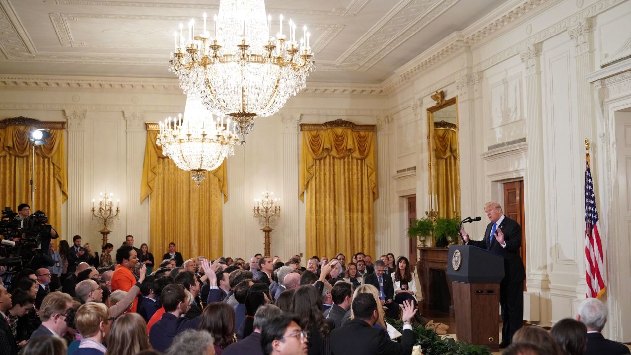 Trump's press conference at the White House on Wednesday. The event was shown live on CNN and all the other cable news channels and broadcast networks. 