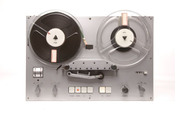 Braun's TG 60 reel-to-reel tape recorder from 1965, which famously informed the original design of Apple's podcast app.