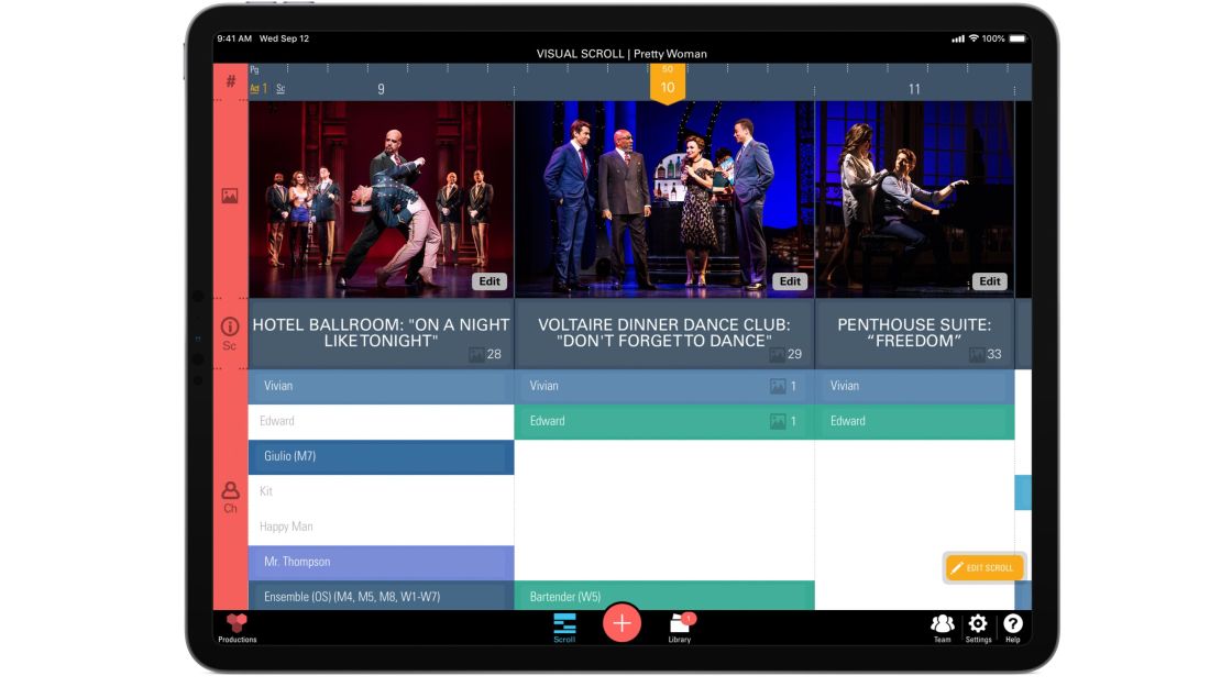 ProductionPro allows users to browse scenes for script updates or watch videos to help learn choreography.