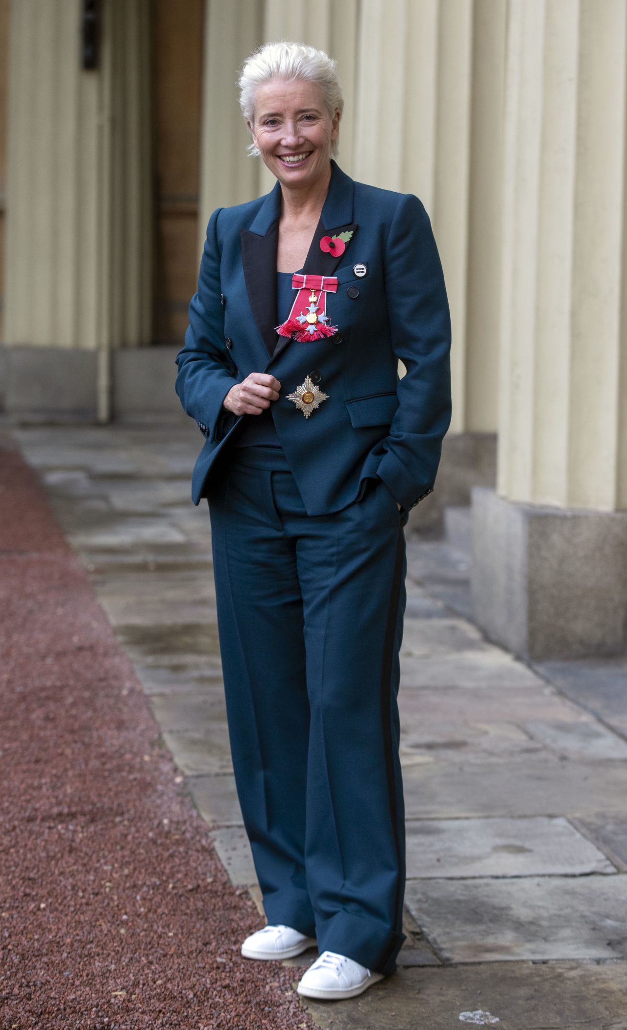 Actress Emma Thompson leaves Buckingham Palace after receiving her damehood at an Investiture ceremony on November 7, 2018 in London. Thompson received the accolade in recognition of her services to drama.
