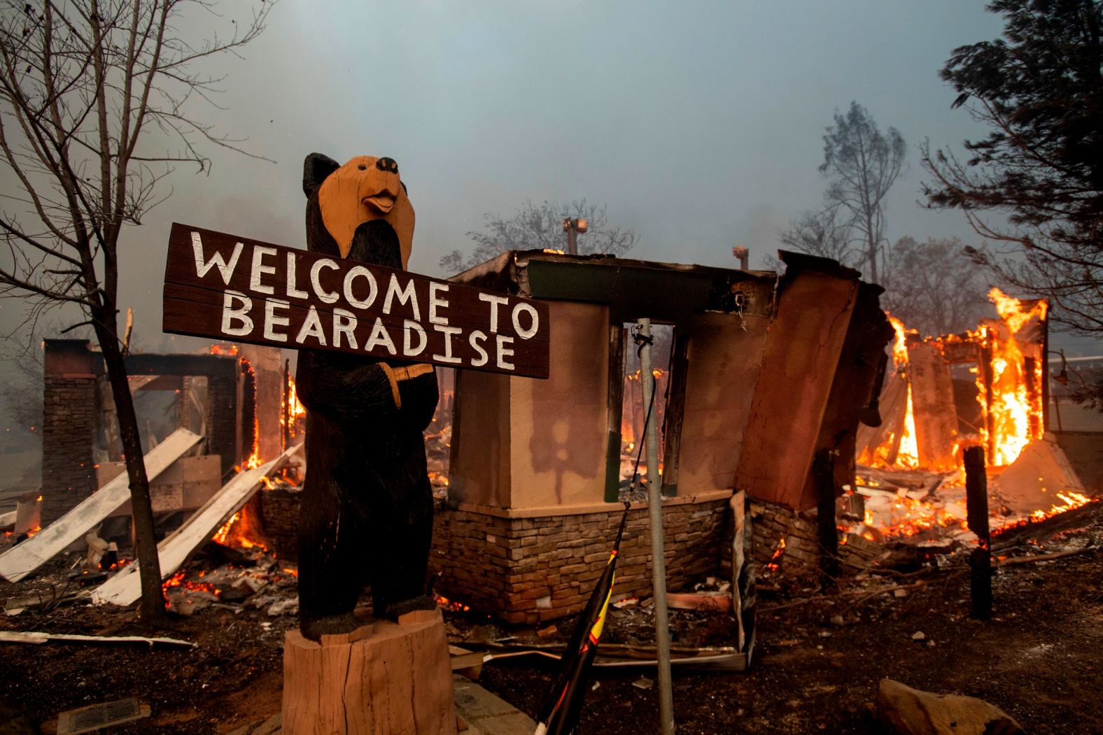 The remains of a building are seen after being consumed by the Camp Fire.