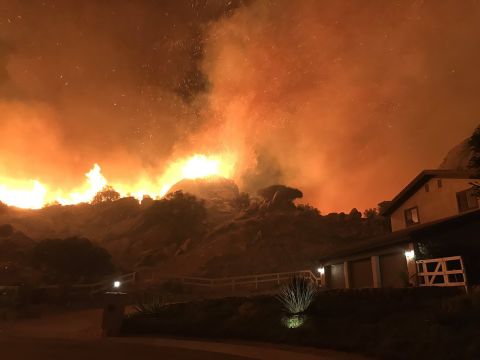 The Woolsey Fire burns in Ventura County, where Jason Bauer told CNN his parents had just been evacuated from their home.