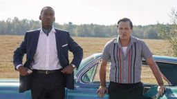 Mahershala Ali as Dr. Donald Shirley and Viggo Mortensen as Tony Vallelonga in "Green Book," directed by Peter Farrelly.