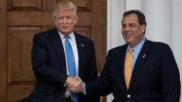 BEDMINSTER TOWNSHIP, NJ - NOVEMBER 20: (L to R) President-elect Donald Trump and New Jersey Governor Chris Christie shake hands before their meeting at Trump International Golf Club, November 20, 2016 in Bedminster Township, New Jersey. Trump and his transition team are in the process of filling cabinet and other high level positions for the new administration.  (Photo by Drew Angerer/Getty Images)