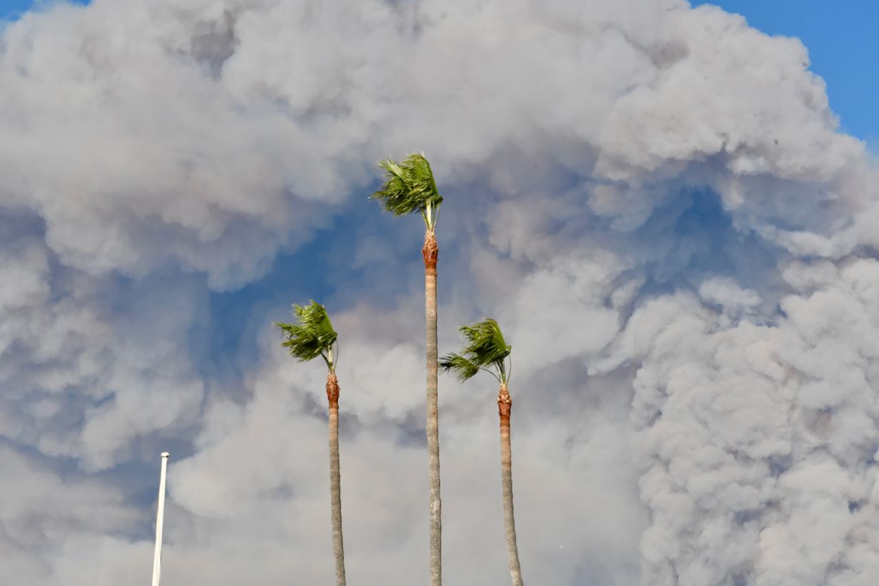 Smoke billows above Malibu trees in this photo <a href="https://www.instagram.com/p/Bp92n5LnoB1/" target="_blank" target="_blank">posted to Instagram</a> by Julie Ellerton.