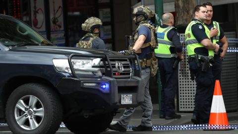 Police are seen in Bourke St on November 9, 2018 in Melbourne. 