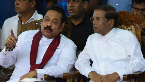 President Sirisena's appointment of Mahinda Rajapaksa, left, as PM, triggered protests and violence.