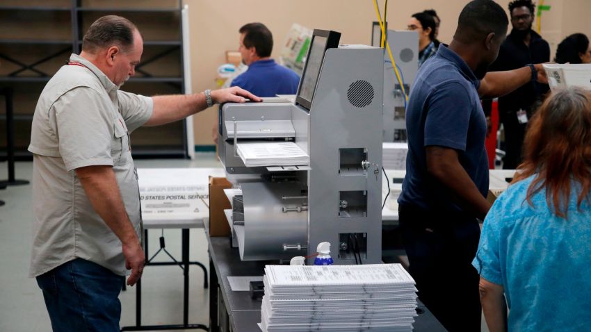 LAUDERHILL, FL - NOVEMBER 11: Elections staff load ballots into machine as recounting begins at the Broward County Supervisor of Elections Office on November 11, 2018 in Lauderhill, Florida. A statewide vote recount is being conducted to determine the races for governor, Senate, and agriculture commissioner. (Photo by Joe Skipper/Getty Images)