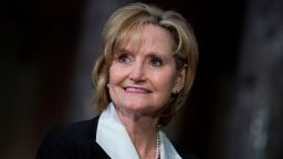 Sen. Cindy Hyde-Smith, R-Miss., attends her swearing-in ceremony the Capitol's Old Senate Chamber after being sworn in on the Senate floor on April 9, 2018. (Photo By Tom Williams/CQ Roll Call)