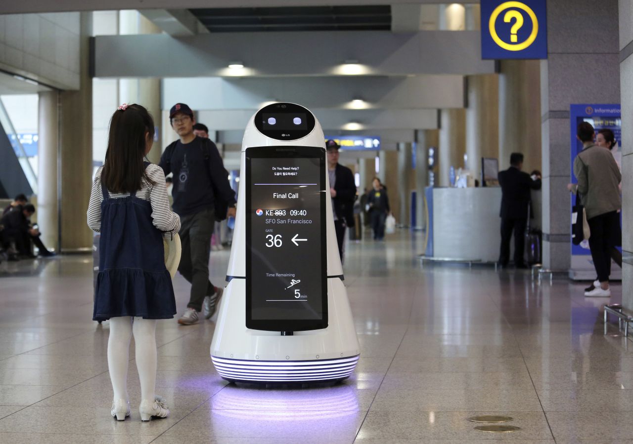 Made by South Korean electronic giant LG, the robots at Incheon International Airport help travelers find their boarding gates and clean the floors. They were introduced in 2017, ahead of the Pyeongchang Winter Olympics, which were held in February this year.