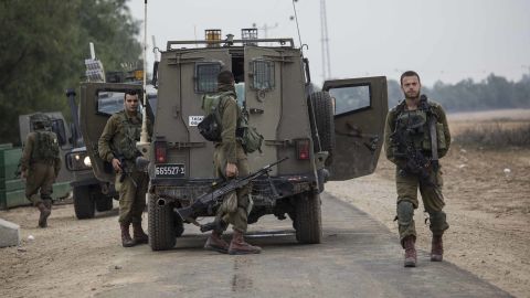 Israeli soldiers near the southern Israel-Gaza border on Monday.