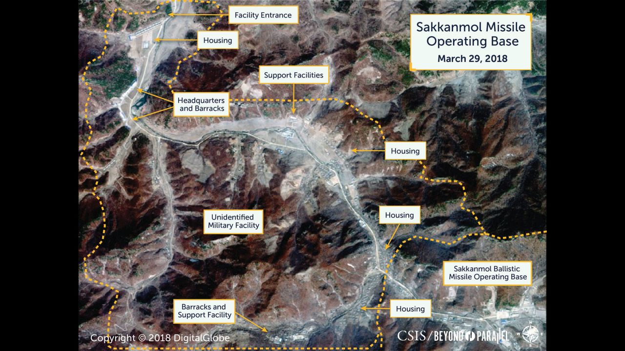 North Korea's Sakkanmol Missile Operating Base, March 29, 2018. 