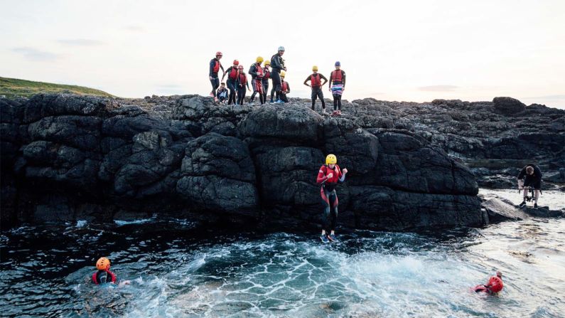 <strong>Skill set:</strong> Worried you're not a strong enough swimmer -- or can't swim at all? Not a problem, says Wild Water Adventures. "If you can move your arms, you can go coasteering." 