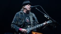 Neil Young performs on stage at the annual Festival d'été de Québec in Quebec City on July 6, 2018.