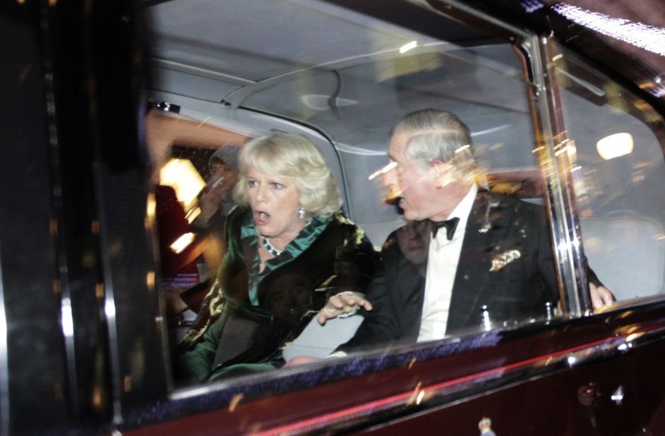 Charles and Camilla were on their way to a performance at the London Palladium when their car was attacked by angry student protesters in December 2010. The students were protesting a hike in tuition fees.