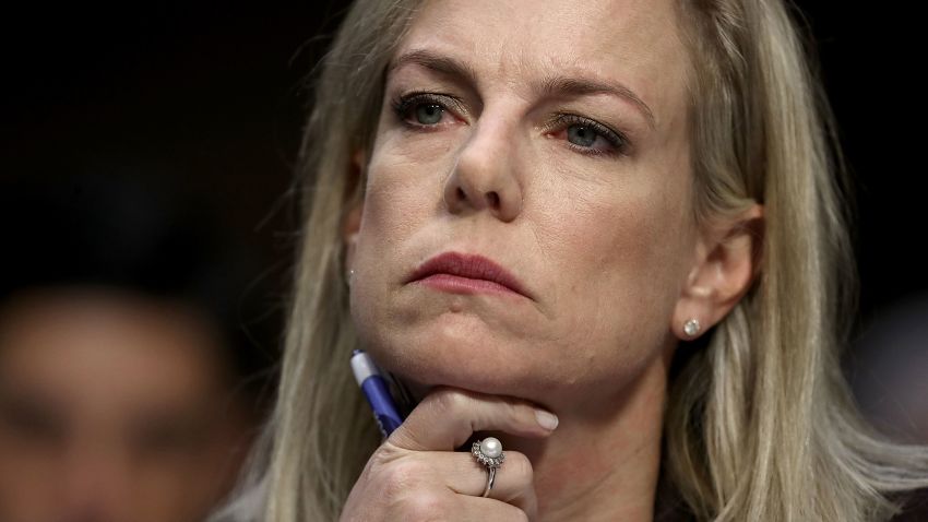 WASHINGTON, DC - MARCH 21:  Homeland Security Secretary Kirstjen Nielsen testifies before the Senate Intelligence Committee March 21, 2018 in Washington, DC. The committee heard testimony on the topic of election security during the hearing.  (Photo by Win McNamee/Getty Images)