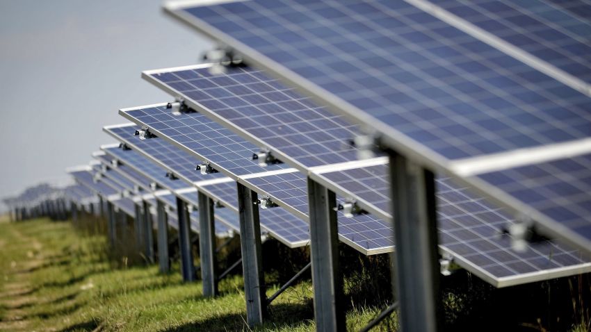 Renewables report. File photo dated 04/09/13 of solar panels at a solar farm. Renewables will provide almost a third (30\%) of the world's electricity in five years' time, a report from the International Energy Agency (IEA) said. Issue date: Monday October 8, 2018. Overall the share of energy used across power, heating and transport that comes from renewables will rise by a fifth over five years to 12.4\% in 2023, with progress speeding up compared to the previous five years. See PA story ENVIRONMENT Energy. Photo credit should read: Tim Ireland/PA Wire URN:39015062 (Press Association via AP Images)