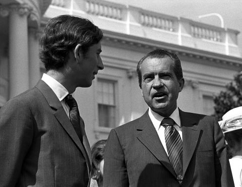 Charles meets US President Richard Nixon during a private visit to Washington in July 1970.