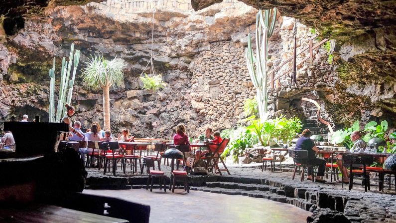 <strong>Subterranean restaurant: </strong>The upscale restaurant at Jameos del Aqua is the perfect place to escape bright midday sun, or to party the night away. 