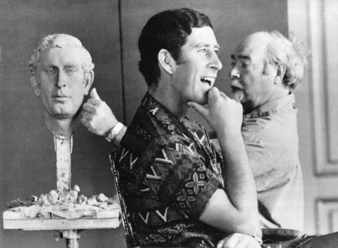Charles poses for sculptor David McFall in December 1975.