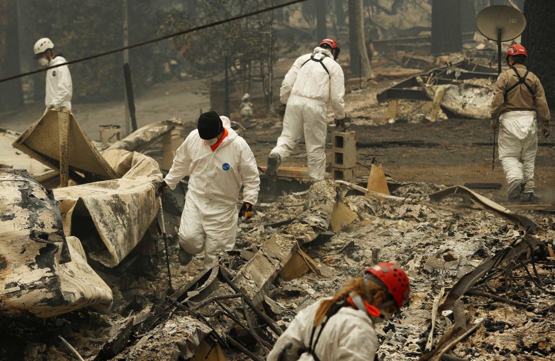 The search continues at a trailer park destroyed by  the Camp Fire.