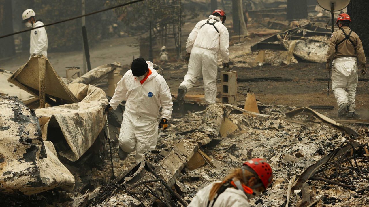 The search continues at a trailer park destroyed by  the Camp Fire.