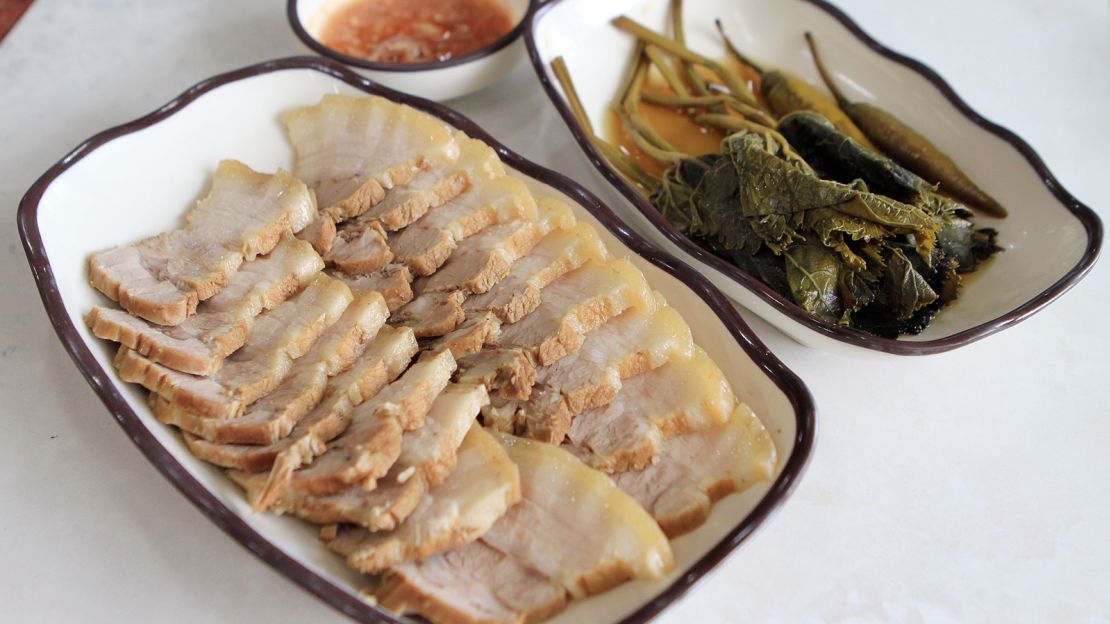 Bossam -- a very Korean way to eat pig.