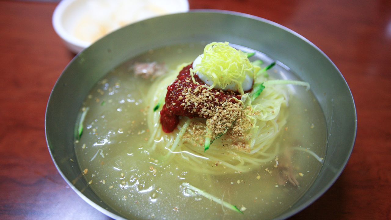 <strong>Naengmyeon</strong><strong>: </strong>The cold buckwheat noodles are great as a lightweight lunch option or after Korean barbecue, as a way to cleanse the palate.