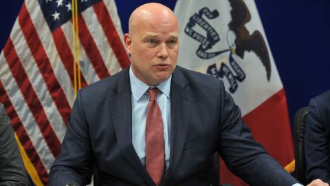 Acting Attorney General Matthew Whitaker gives brief remarks to state and local law enforcement on the opioid crisis at the US Courthouse Annex in November in Des Moines, Iowa. (Photo by Steve Pope/Getty Images)