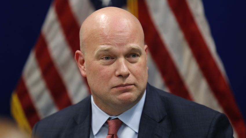 Acting Attorney General Matthew Whitaker speaks to state and local law enforcement officials at the U.S. Attorney's Office for the Southern District of Iowa, Wednesday, Nov. 14, 2018, in Des Moines, Iowa. (AP/Charlie Neibergall)
