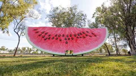 Australia's latest "Big Things" tourist attraction, the Big Melon, which was unveiled in Queensland in November.