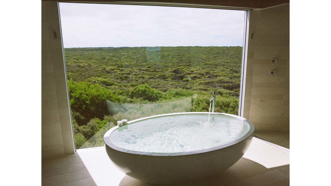 <strong>Southern Ocean Lodge (Kangaroo Island, Australia): </strong>Enjoy Earth's bounties while stripped down as nature intended in your egg-shaped freestanding bath in the Osprey Pavilion. Snuggle up after in the sunken lounge with open fire. 