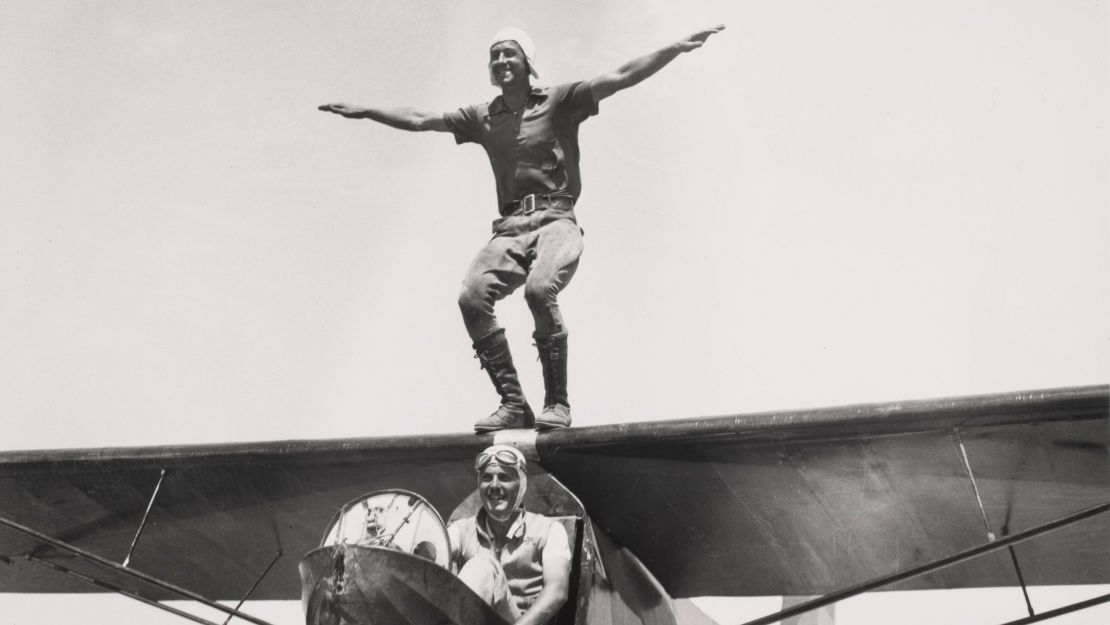 One of the images in Pattison's collection depicts the 1936 National Air Races, where stunt pilots performed on a glider.