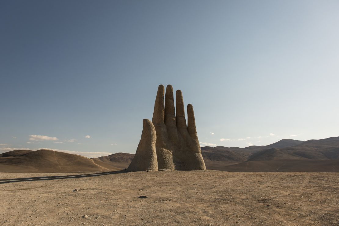 "Mano del Desierto," an unexpected sculpture in Chile's Atacama Desert, is 36 feet tall.