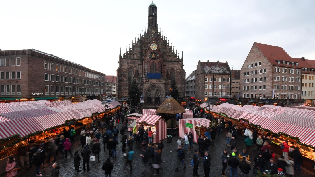 <strong>Nuremberg, Germany:</strong> The traditional Christmas Market opens in front of the Frauenkirche (Church of Our Lady) in Nuremberg.