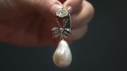 NEW YORK, NY - OCTOBER 12: Jewelry worn by French Queen Marie Antoinette, including the pearl and diamond pendant shown here, is displayed at Sotheby's auction house, October 12, 2018 in New York City. The collection of aristocratic jewels, belonging to the Bourbon-Parma family, is set to hit the auction block on November 14. (Photo by Drew Angerer/Getty Images)