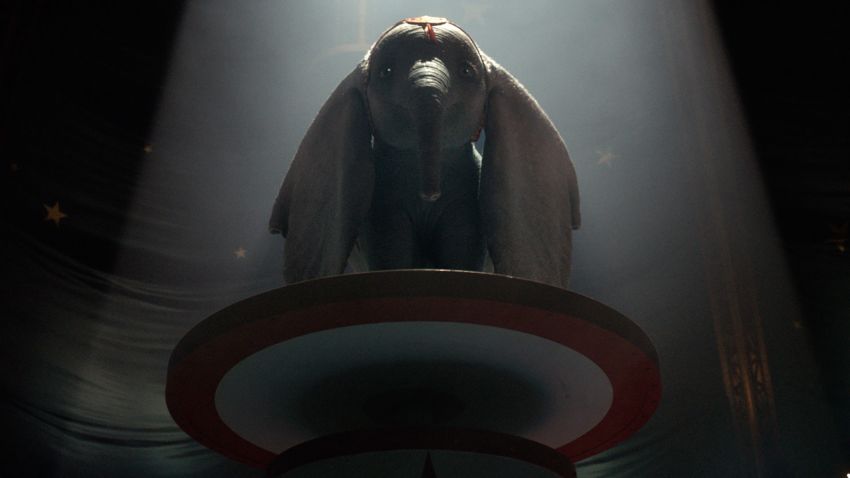 WHEN I SEE AN ELEPHANT FLY -- In Tim Burton's all-new, live-action reimagining of "Dumbo," former circus star Holt Farrier (Colin Farrell) and his children (Nico Parker and Finley Hobbins) find themselves caring—and advocating—for a newborn elephant whose oversized ears make him a laughingstock in an already struggling circus. Directed by Burton and produced by Katterli Frauenfelder, Derek Frey, Ehren Kruger and Justin Springer, "Dumbo" flies into theaters on March 29, 2019. © 2018 Disney Enterprises, Inc. All Rights Reserved.