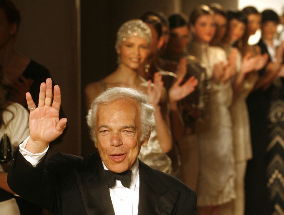 Ralph Lauren acknowledges greetings after his fashion show in the Spaso House, US Ambassador's residence in Moscow, May 15, 2007.